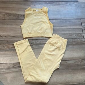 Alphalete Light Yellow Leggings and Top Set